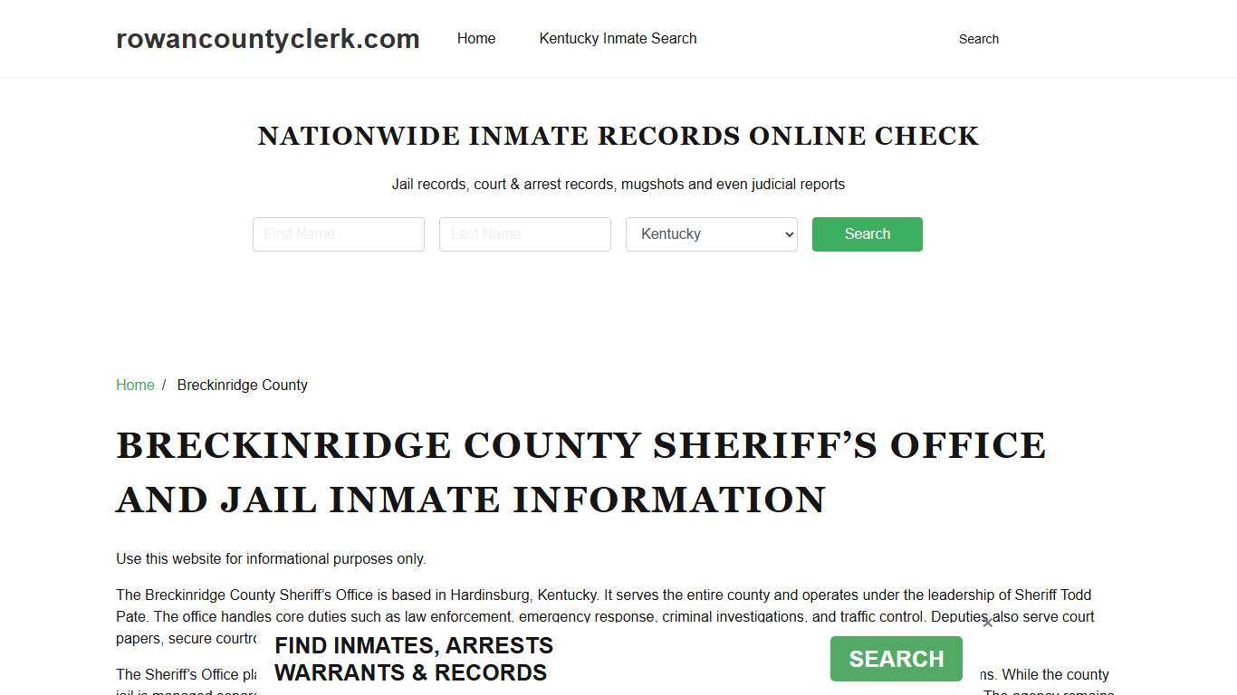 Breckinridge County Sheriff, KY, Jail Inmate Search, Recent Arrests